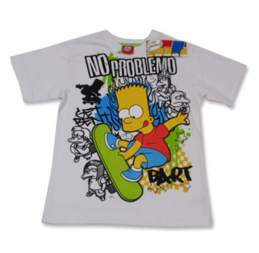 BART SIMPSON NO PROBLEMO BOYS T SHIRT WHITE SZ 12 BNWT